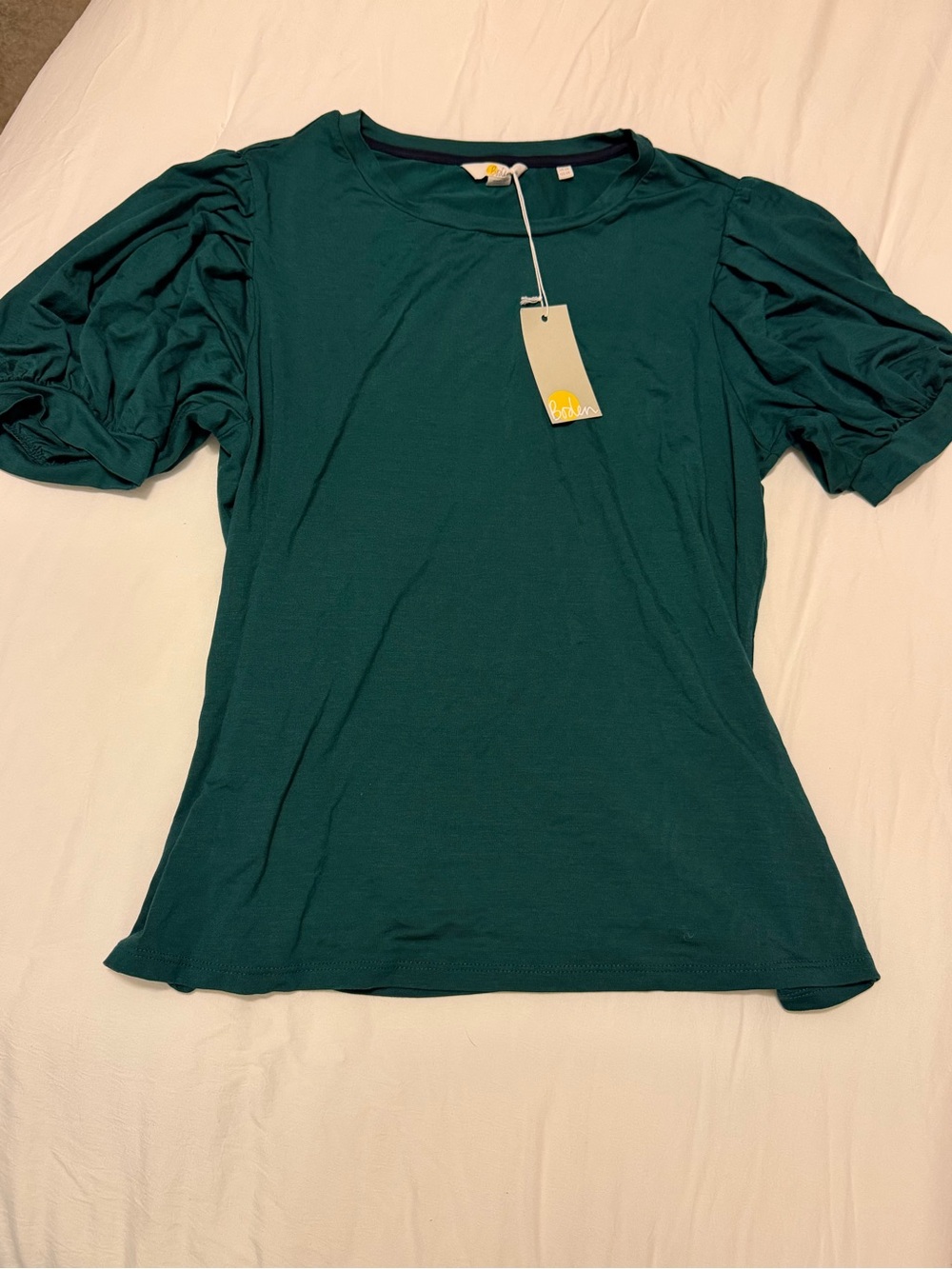 Boden Women's Teal Puff Sleeve Top